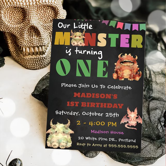 Little Monster ThBäste 1:a födelsedagen Party Inbjudningar (Skapare uppladdad)