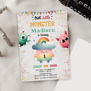 Little Monster ThBäste 1:a födelsedagen Party Inbjudningar