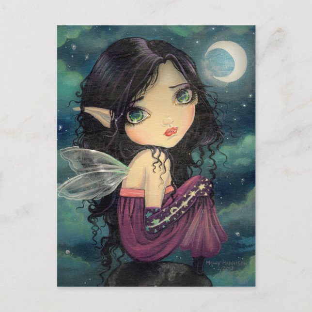 Little Moon Gothic Big-Eye Fairy Art Vykort (Framsida)