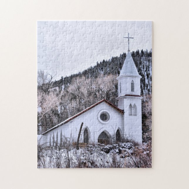 Little Mountain Town Church - 11 x 14 - 252 pcs Pussel (Vertikal)