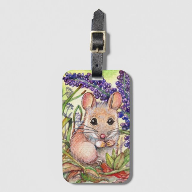 Little Mouse och Lila blommor Bagagebricka (Framsida vertikal)