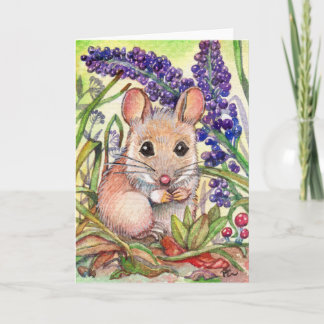 Little Mouse och Lila blommor Kort