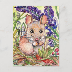 Little Mouse och Lila blommor Vykort