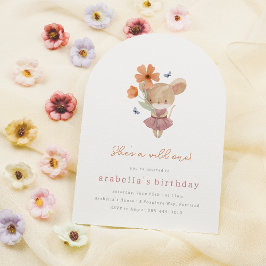 Little Mouse Vild One Boho Wildblomma 1st Birthday Inbjudningar