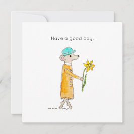 Little Mouse With Daffodil Julkort