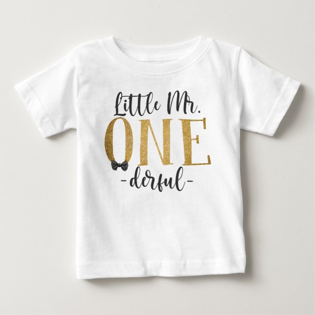 Little Mr One Derful Baby T-Shirt (Framsida)