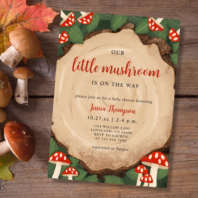 Little Mushroom Cute Woodland Baby Shower Inbjudningar (Skapare uppladdad)