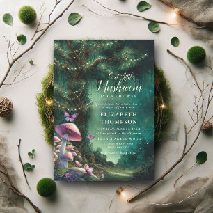 Little Mushroom Enchanted Woodland Baby Shower Inbjudningar