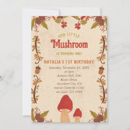 Little Mushroom Fall Hösten 1:a födelsedag Julkort