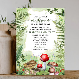 Little Mushroom Forest Ferns Rustic Baby Shower Inbjudningar