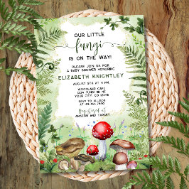 Little Mushroom Fungi Forest Ferns Boy Shower Inbjudningar