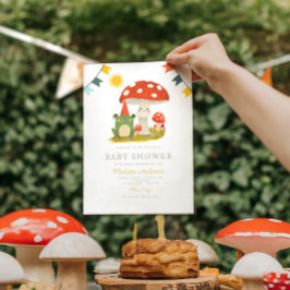 Little Mushroom with Frog Woodland Baby Shower Inbjudningar