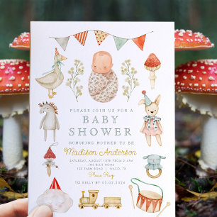 Little mushroom Woodland Baby Shower Inbjudningar