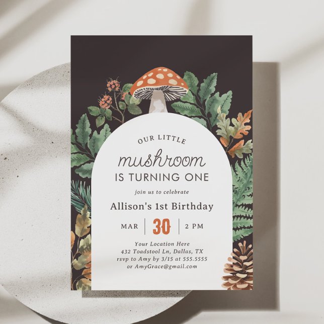 Little Mushroom Woodland Birthday Inbjudningar (Skapare uppladdad)