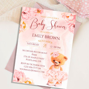 Little nalle - blomprinsessa vattencolor inbjudningar