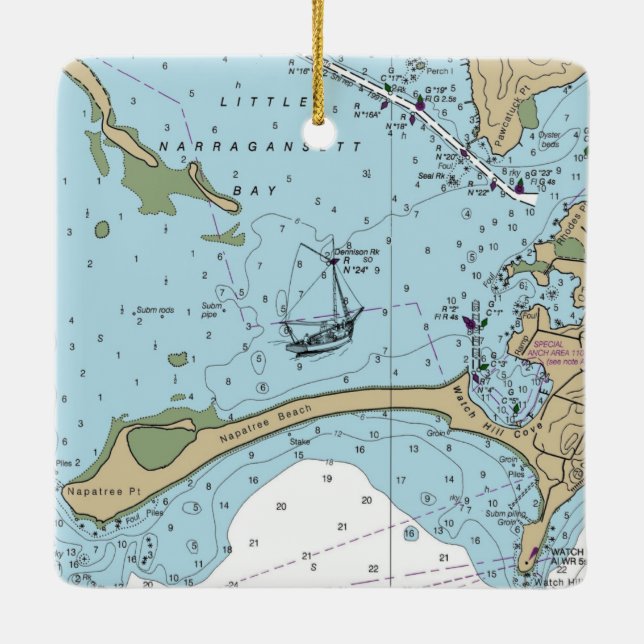 Little Narragansett Bay-diagram Julgransprydnad Keramik (Baksida)