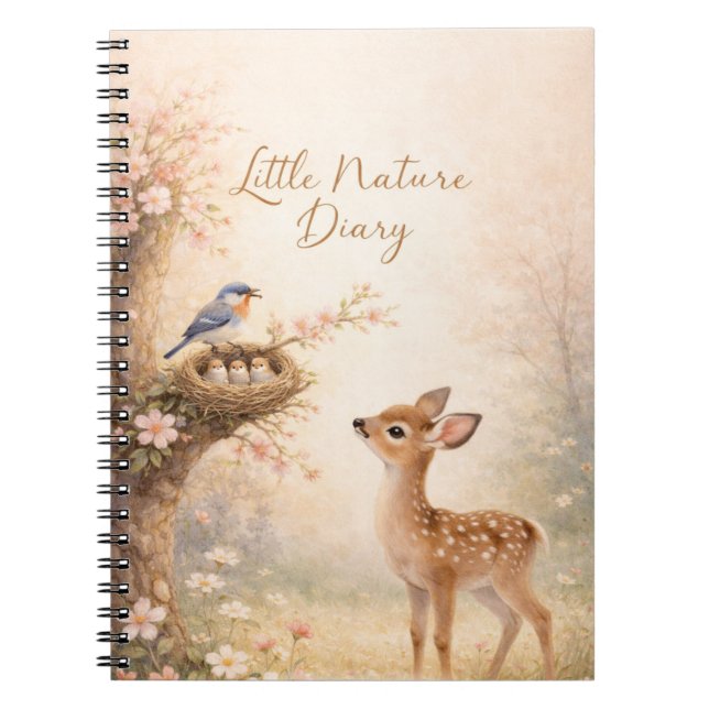 Little Nature Diary Cute Deer Bird Nest Notebook | Anteckningsbok (Framsidan)