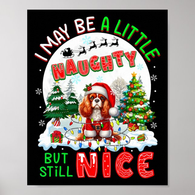 Little Naughty But Nice Xmas Cavalier King Charles Poster (Framsidan)