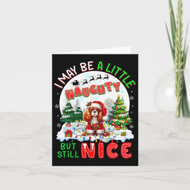 Little Naughty Men Nice Julafton Cavalier Kung Cha Kort (Framsida)
