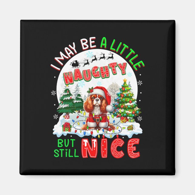 Little Naughty Men Nice Julafton Cavalier Kung Cha Magnet (Framsidan)