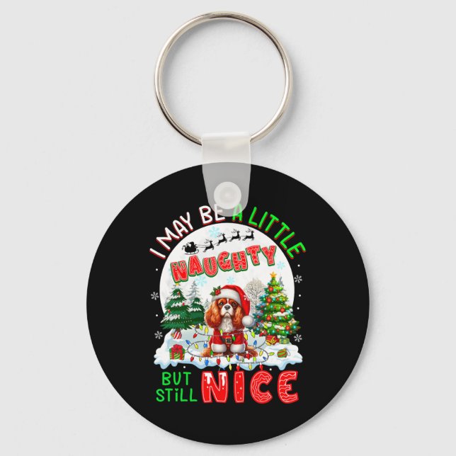 Little Naughty Men Nice Julafton Cavalier Kung Cha Nyckelring (Framsida)