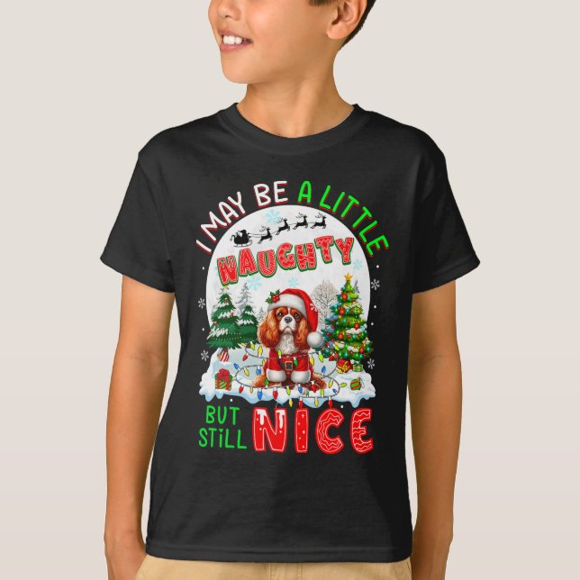 Little Naughty Men Nice Julafton Cavalier Kung Cha T Shirt (Framsida)