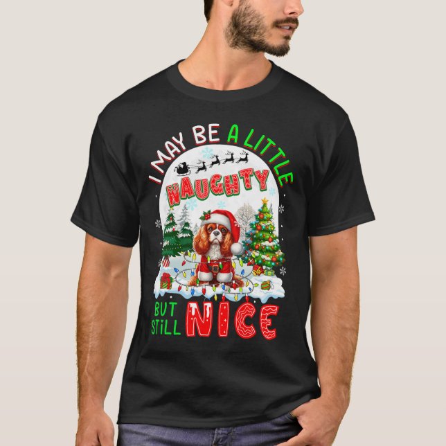 Little Naughty Men Nice Julafton Cavalier Kung Cha T Shirt (Framsida)