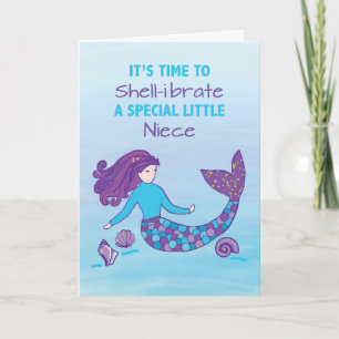 Little Niece Birthday Sparkly Titta Sjöjungfru Kort
