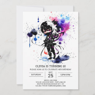 Little Ninja Anpassningsbar Chic Birthday Inbjudningar