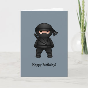 Little Ninja på Grått Grattis på födelsedagen Kort