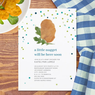 Little Nugget Chicken Nugget Blue Boy Shower Inbjudningar
