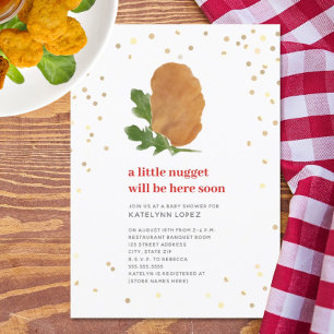 Little Nugget Red Neutralt Chicken Baby Shower Inv Inbjudningar