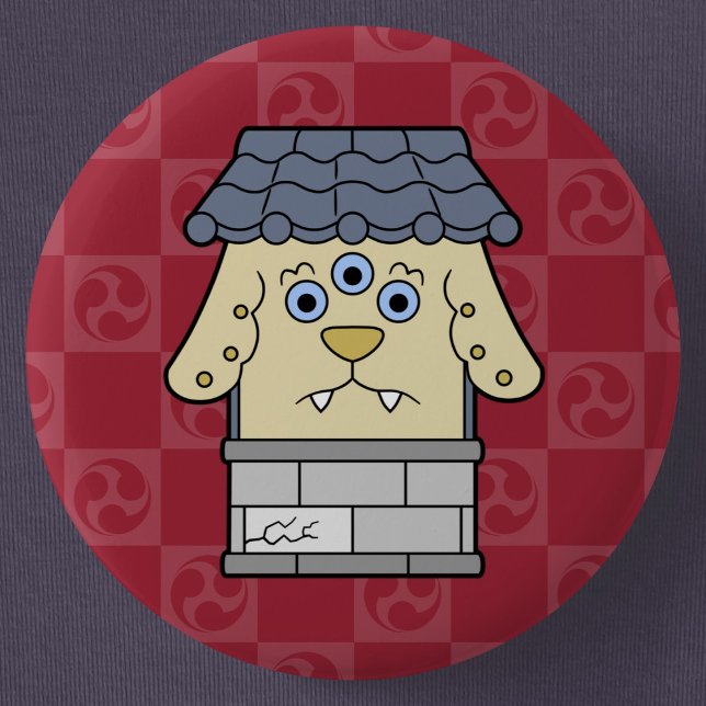 Little Nurikabe Yokai Knapp (Cute Cartoon Nurikabe Yokai Can Badge- Detail View)