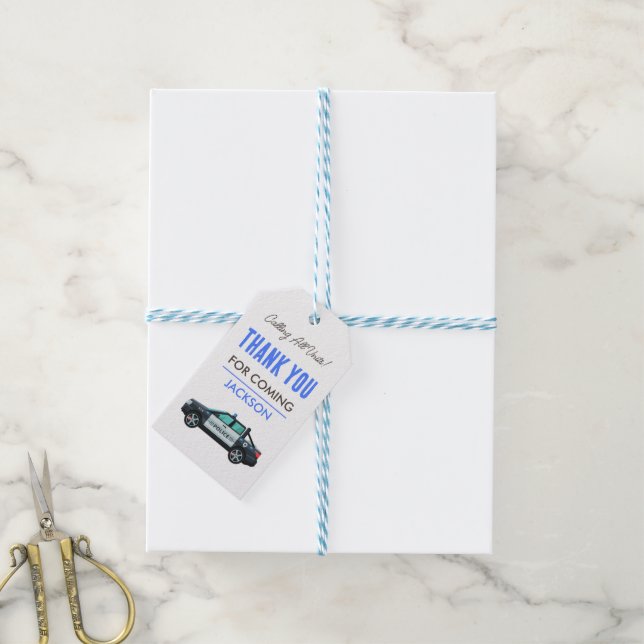 Little Officer Police Birthday | Personalized  Presentetikett (Med Snöre)