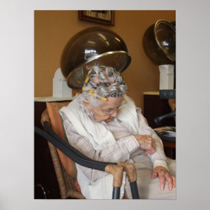 Little Old Woman Asov under Hair Dryer II Poster
