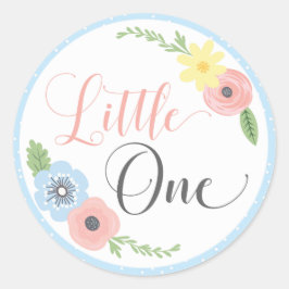 Little One Blommigt Baby Första Födelsedagsfest Cl Runt Klistermärke