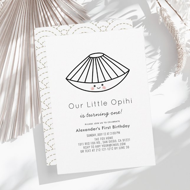 Little Opihi Blue Gender-neutralt 1:a födelsedagen Inbjudningar (Skapare uppladdad)