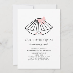 Little Opihi Rosa Ribbon Girl 1st Birthday Inbjudningar