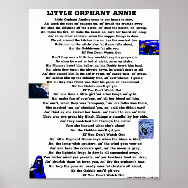 LITTLE ORPHANT ANNIE-DIKT POSTER (Framsidan)