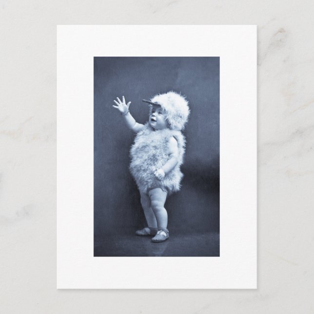 Little Påsk Anka Girl Vintage Helg Vykort (Framsida)