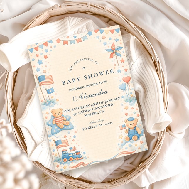 Little Patriot Welcome Baby Shower Inbjudningar (Skapare uppladdad)