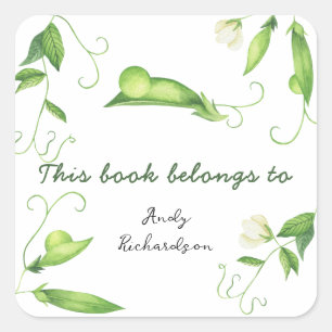 Little Pea Baby Shower - Den här boken tillhör Fyrkantigt Klistermärke
