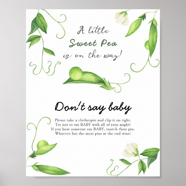 Little Pea Baby Shower - säg inte baby Poster (Framsidan)
