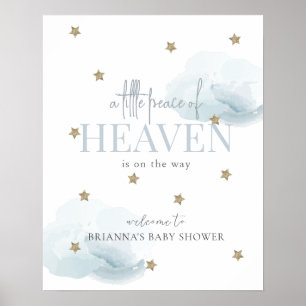 Little Peace Heaven Blue Boy Baby Shower Välkommen Poster