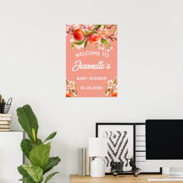 Little Peach Fruit Floral Welcome Poster (Hemmakontoret)