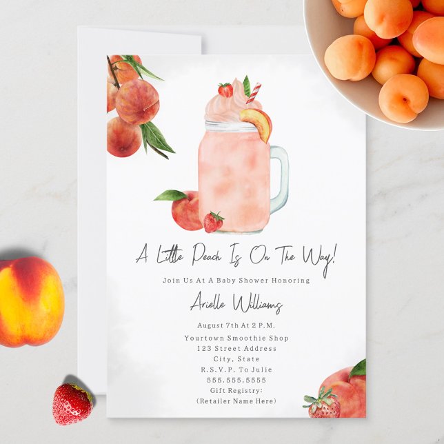 Little Peach Fruit Smoothie Girl Shower Inbjudningar (Skapare uppladdad)