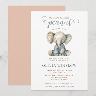 Little Peanut Baby Elephant Baby Shower Inbjudningar