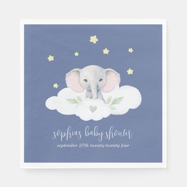 Little Peanut Baby Shower Blue Elephant Napkins Pappersservett (Framsidan)