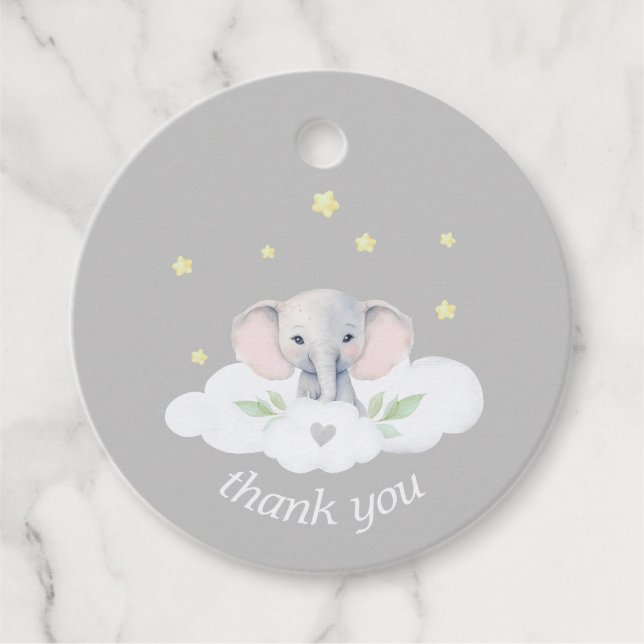 Little Peanut Baby Shower Gender Neutral Elephant Gåvor Etiketter (Framsida)