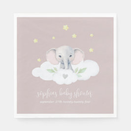 Little Peanut Baby Shower Rosa Elephant Napkins Pappersservett